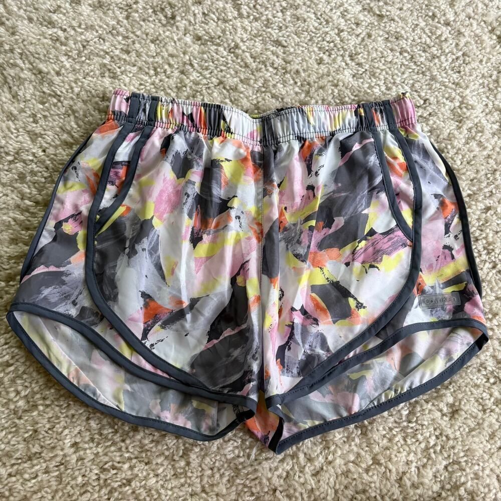 Calvin Klein Pastel Abstract Athletic Shorts Pink Gray Yellow Small